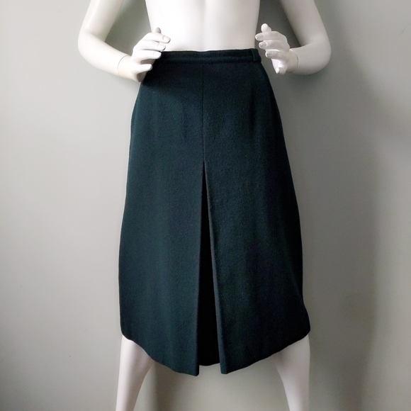 Vintage 70s Dalton Archival Forest Green A Line Wool Camel Hair Skirt Suit Set M - Picture 7 of 9